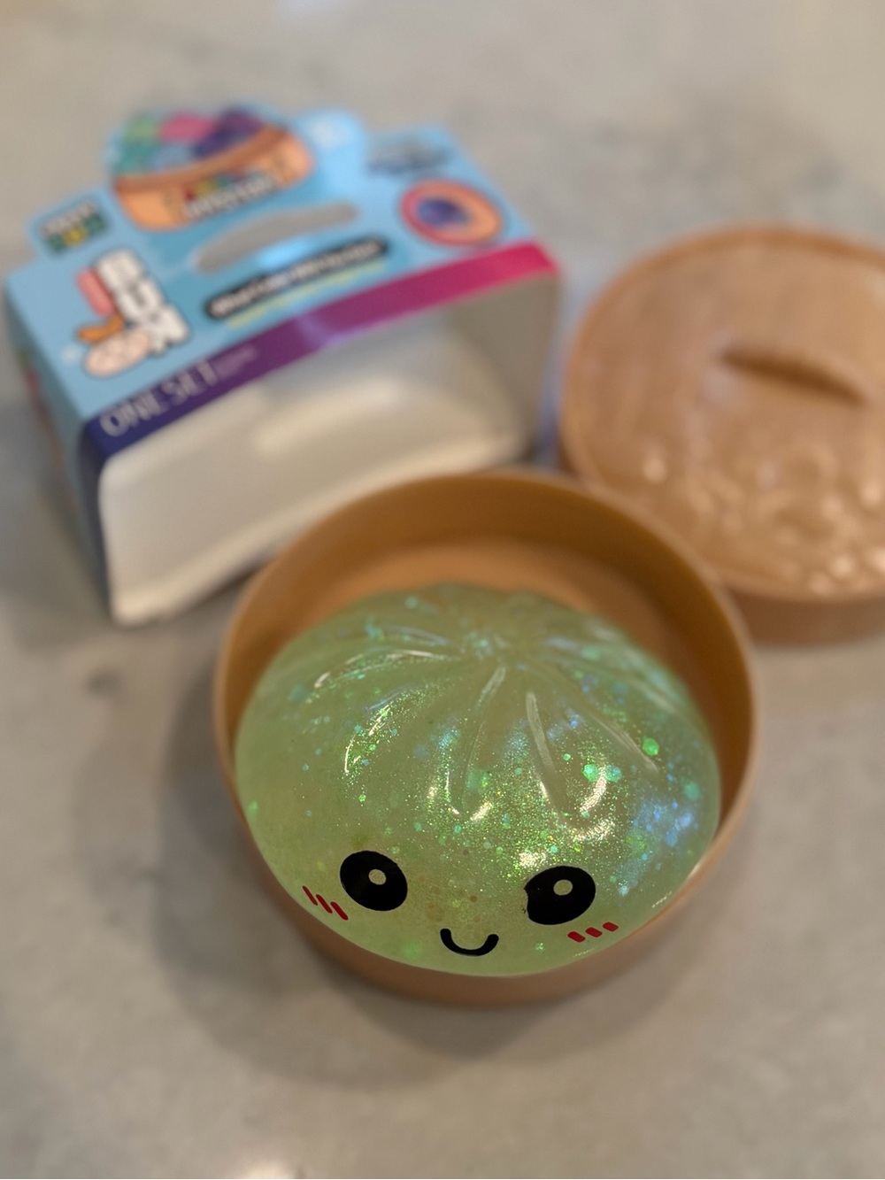 Crazy Fun Glitter Yellow Green Squishy Dumpling Toy NEW!